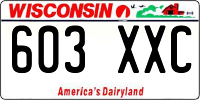 WI license plate 603XXC