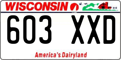 WI license plate 603XXD