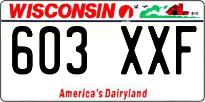 WI license plate 603XXF