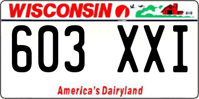 WI license plate 603XXI