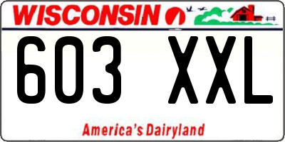 WI license plate 603XXL
