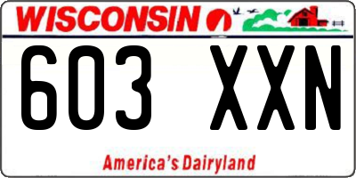 WI license plate 603XXN