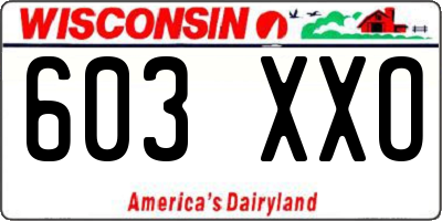 WI license plate 603XXO