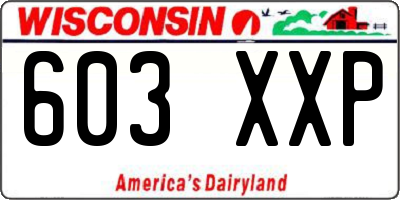 WI license plate 603XXP