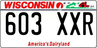 WI license plate 603XXR