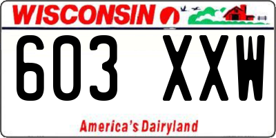 WI license plate 603XXW