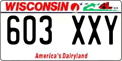 WI license plate 603XXY