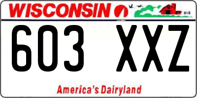WI license plate 603XXZ