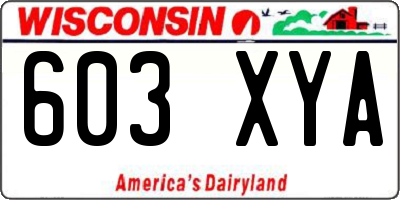 WI license plate 603XYA