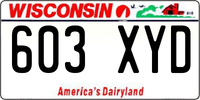 WI license plate 603XYD