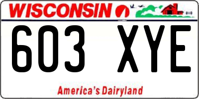 WI license plate 603XYE