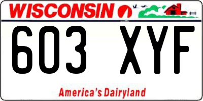 WI license plate 603XYF