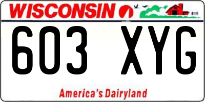 WI license plate 603XYG
