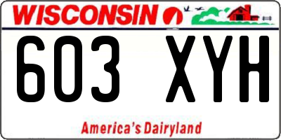 WI license plate 603XYH