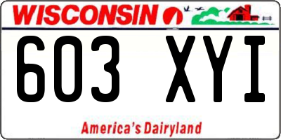 WI license plate 603XYI