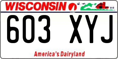 WI license plate 603XYJ