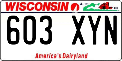 WI license plate 603XYN