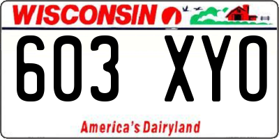 WI license plate 603XYO
