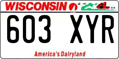 WI license plate 603XYR
