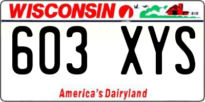 WI license plate 603XYS