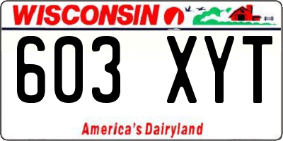 WI license plate 603XYT