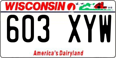 WI license plate 603XYW