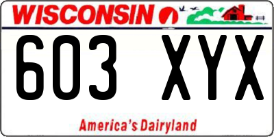 WI license plate 603XYX