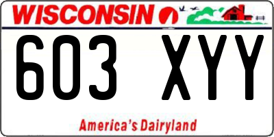 WI license plate 603XYY