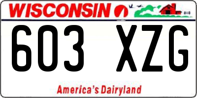 WI license plate 603XZG