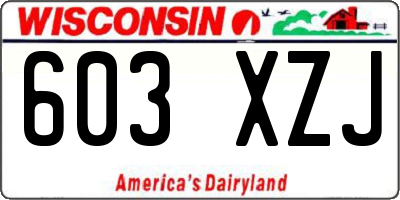 WI license plate 603XZJ