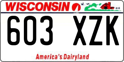 WI license plate 603XZK