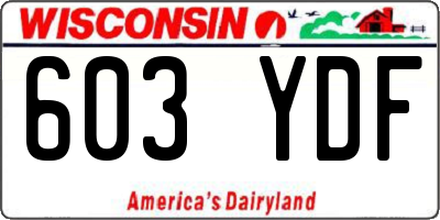 WI license plate 603YDF
