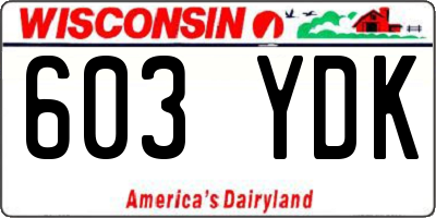 WI license plate 603YDK
