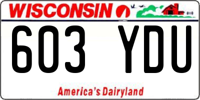 WI license plate 603YDU