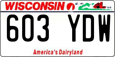 WI license plate 603YDW