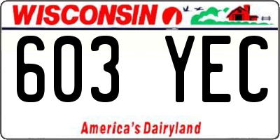 WI license plate 603YEC