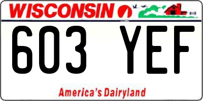 WI license plate 603YEF