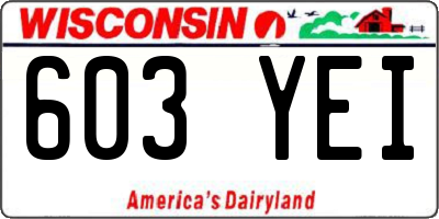 WI license plate 603YEI