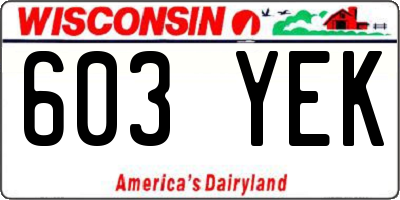 WI license plate 603YEK