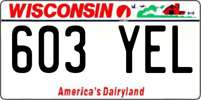 WI license plate 603YEL