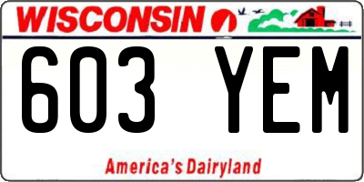 WI license plate 603YEM