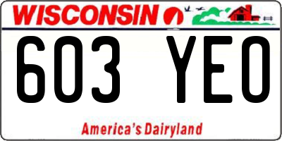 WI license plate 603YEO