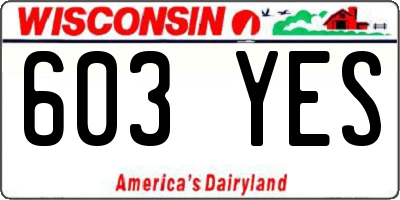 WI license plate 603YES