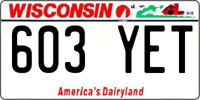 WI license plate 603YET