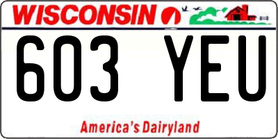 WI license plate 603YEU