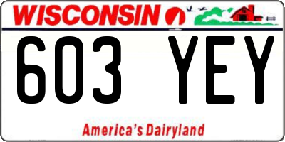 WI license plate 603YEY