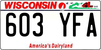 WI license plate 603YFA