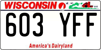 WI license plate 603YFF