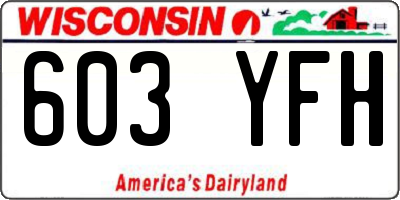 WI license plate 603YFH