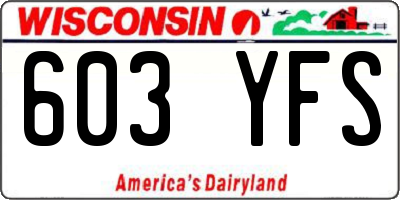 WI license plate 603YFS